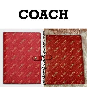 NEW Coach Limited Edition Bright Red Classic Horse & Carriage Leather Notebook
